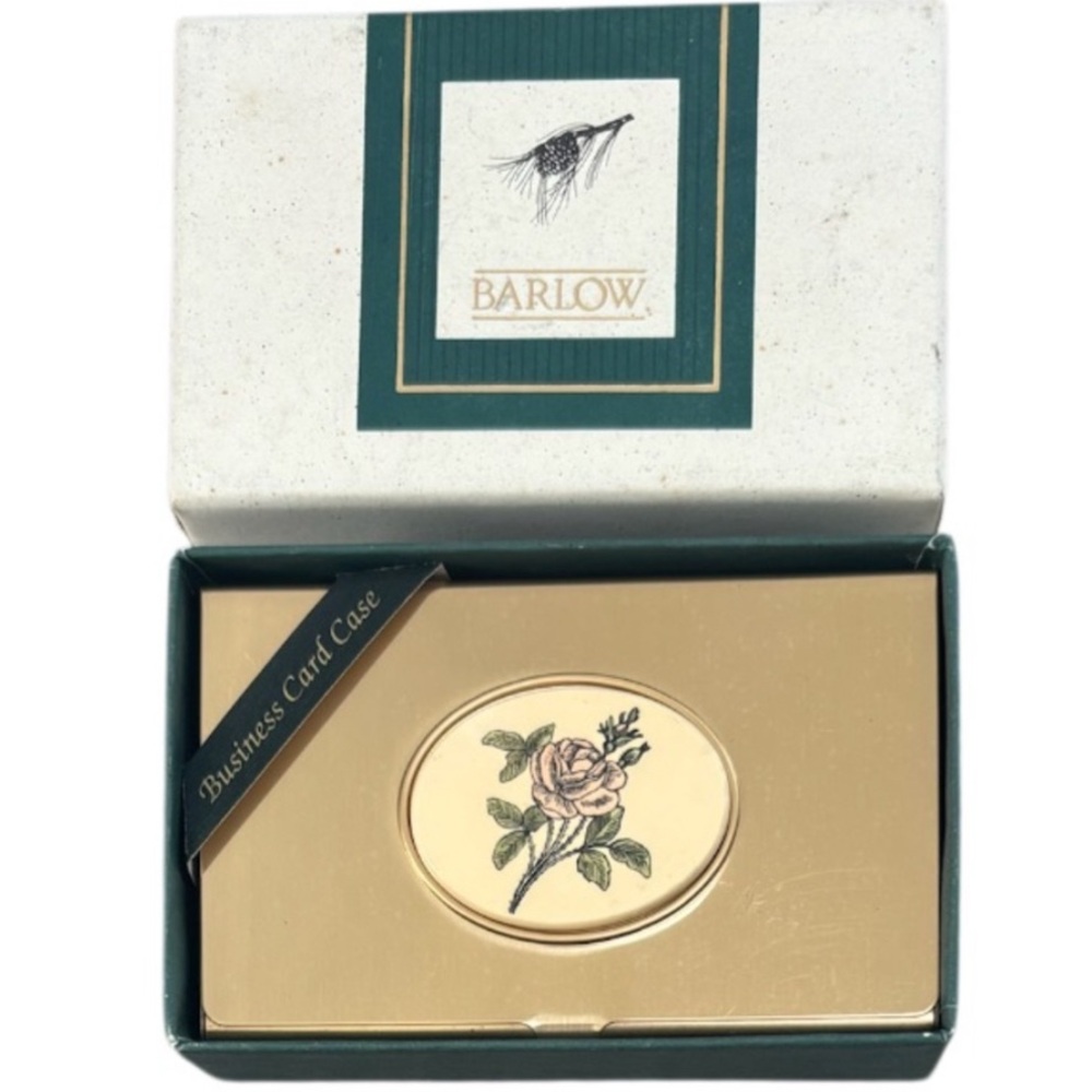 Vintage Barlow Gold Rose Business Card Holder Vintage Jewelry Luxury Accessories